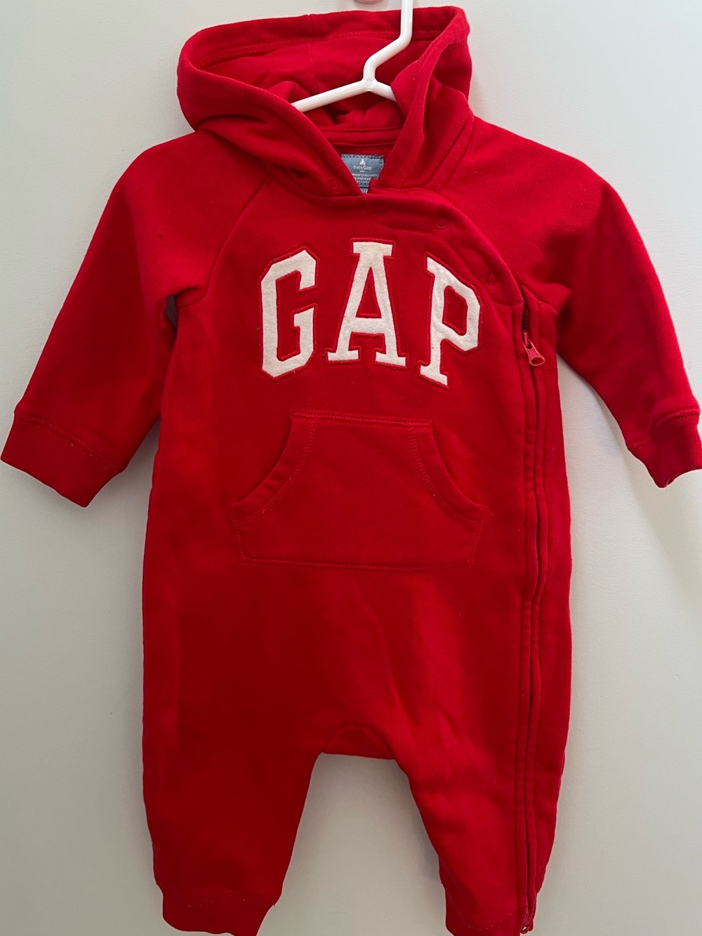 GAP Red Baby Hooded One-Piece with White Logo